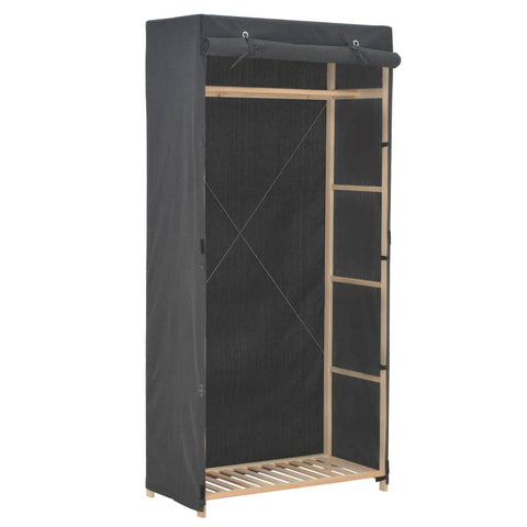 Wardrobe Grey Fabric Wood Frame