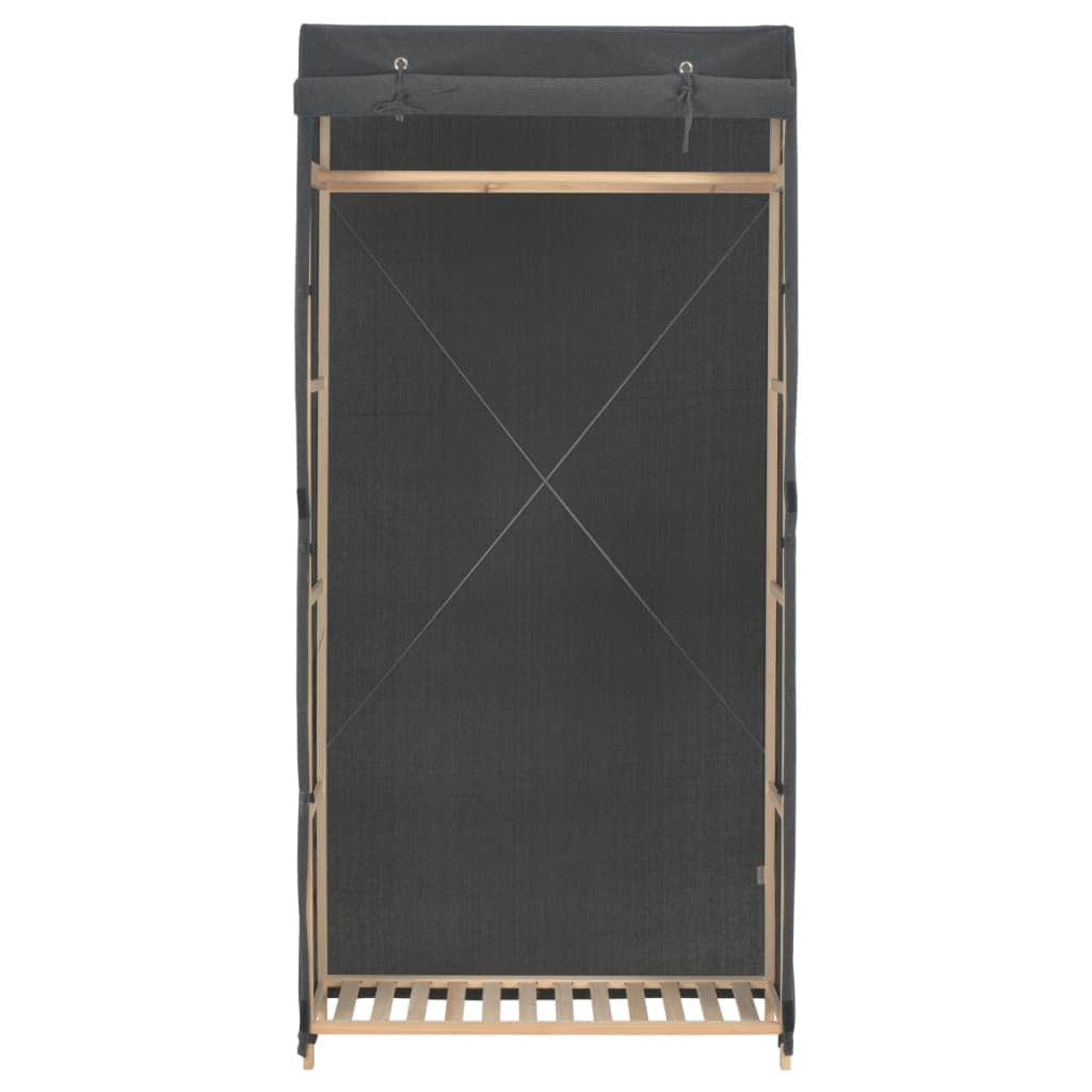 Wardrobe Grey Fabric Wood Frame