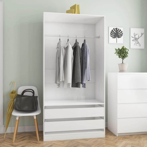 Wardrobe High Gloss White-Chipboard