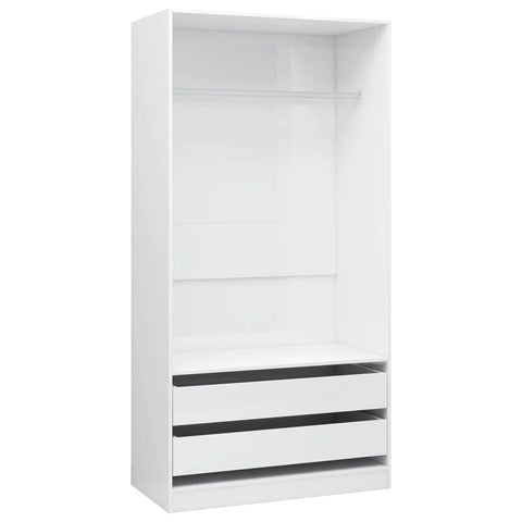 Wardrobe High Gloss White-Chipboard