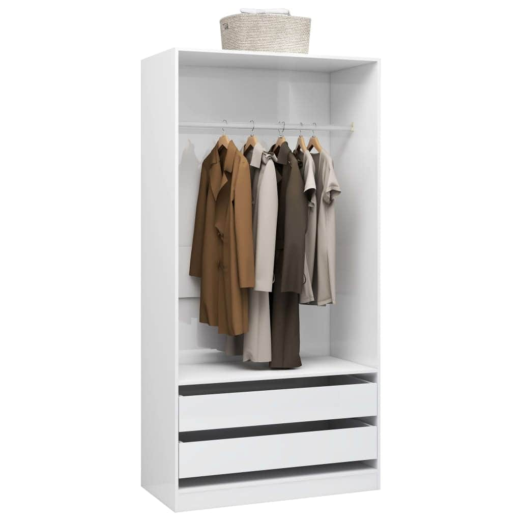 Wardrobe High Gloss White-Chipboard