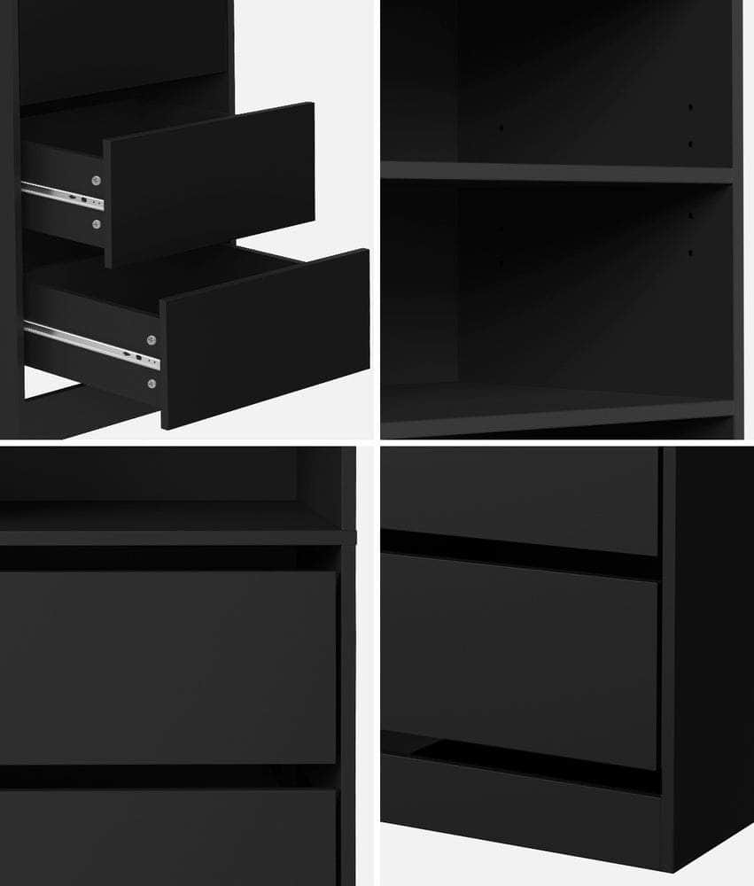 Wardrobe Shelf Unit 3 Drawers Organizer Black