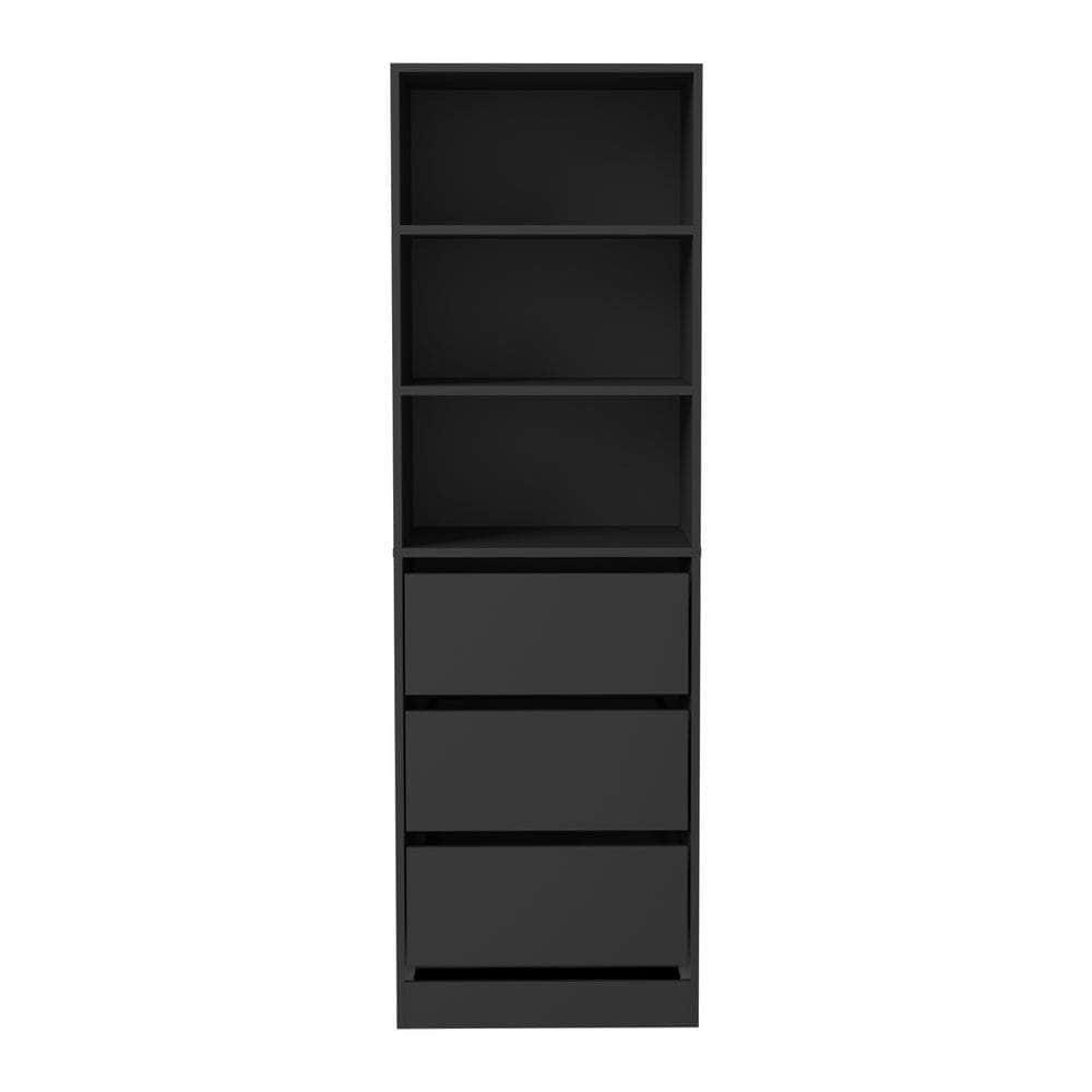 Wardrobe Shelf Unit 3 Drawers Organizer Black