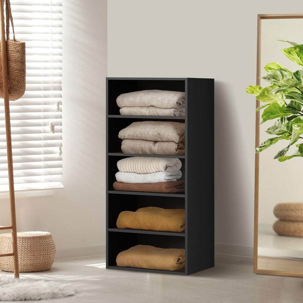 Wardrobe Shelf Unit 5 Shelves Black