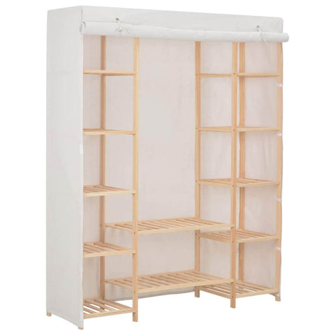 Wardrobe White Fabric Wood Frame