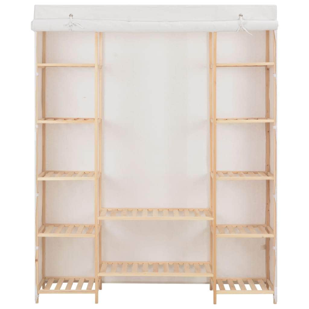 Wardrobe White Fabric Wood Frame