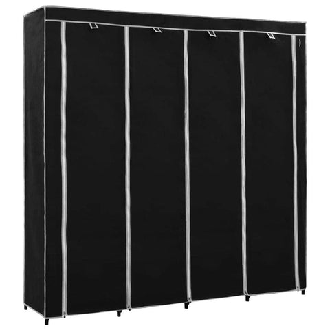 Wardrobe with 4 Compartments Black