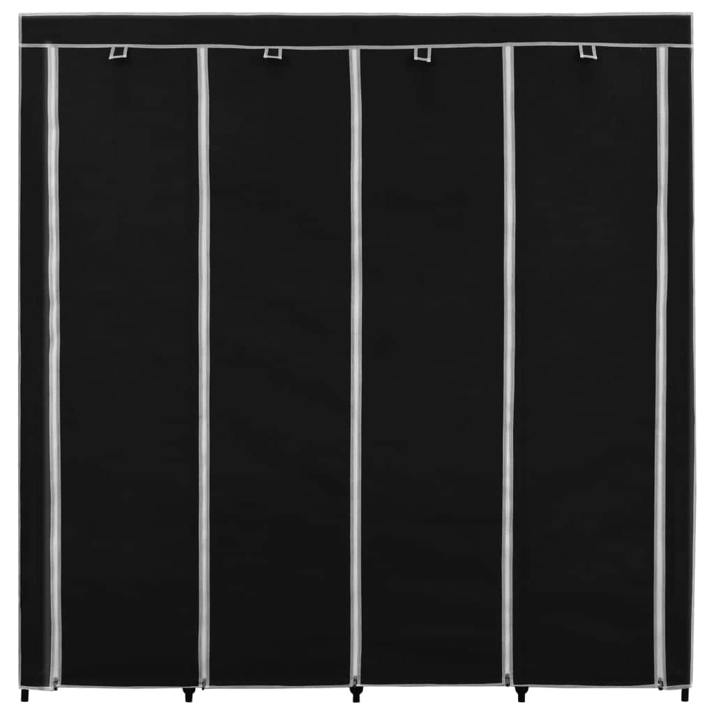 Wardrobe with 4 Compartments Black