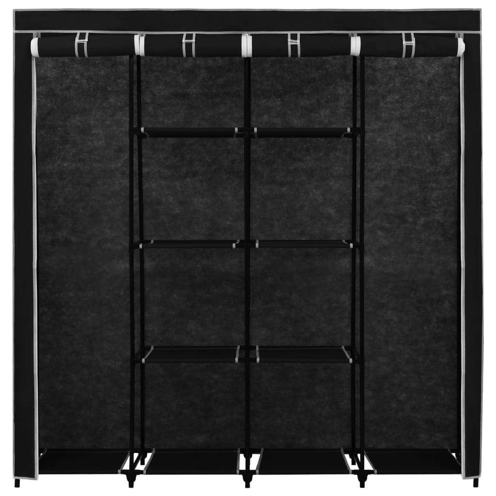 Wardrobe with 4 Compartments Black