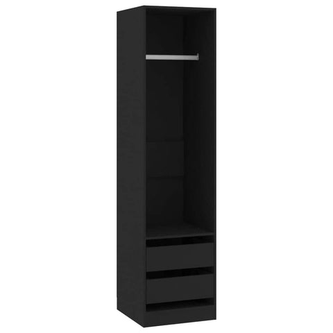 Wardrobe with Drawers Black Chipboard