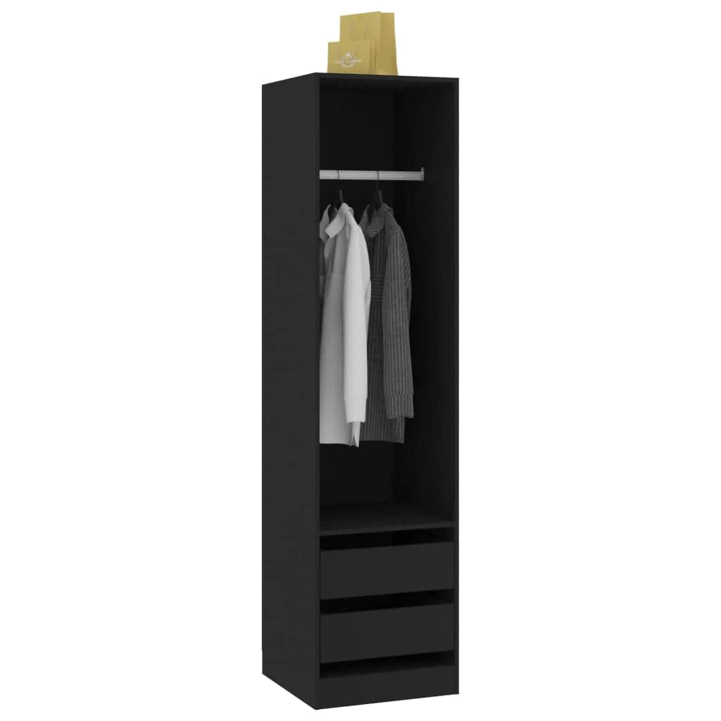 Wardrobe with Drawers Black Chipboard