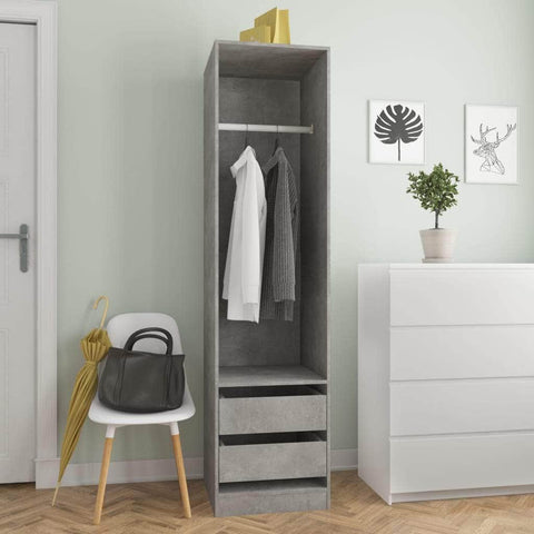 Wardrobe with Drawers Concrete Grey Chipboard