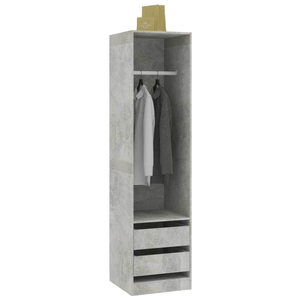 Wardrobe with Drawers Concrete Grey Chipboard