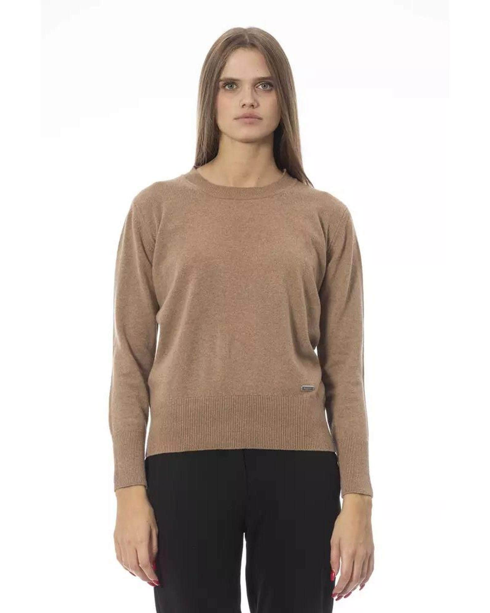 Warm Beige/Blue/Red Elegance Baldinini Trend Women'S Wool Sweater