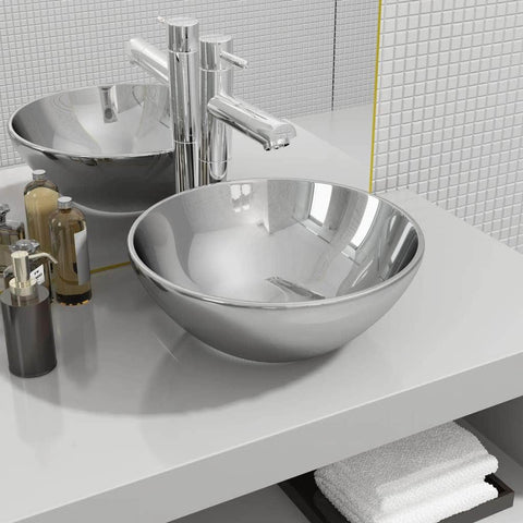 Wash Basin Ceramic Silver