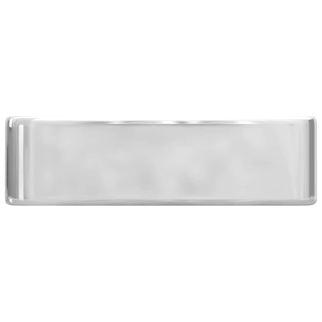 Wash Basin with Faucet Hole Ceramic Silver S