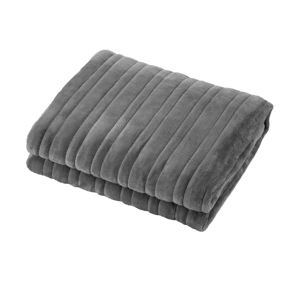 Washable Electric Heated Throw Rug Flannel Fleece Sherpa Black