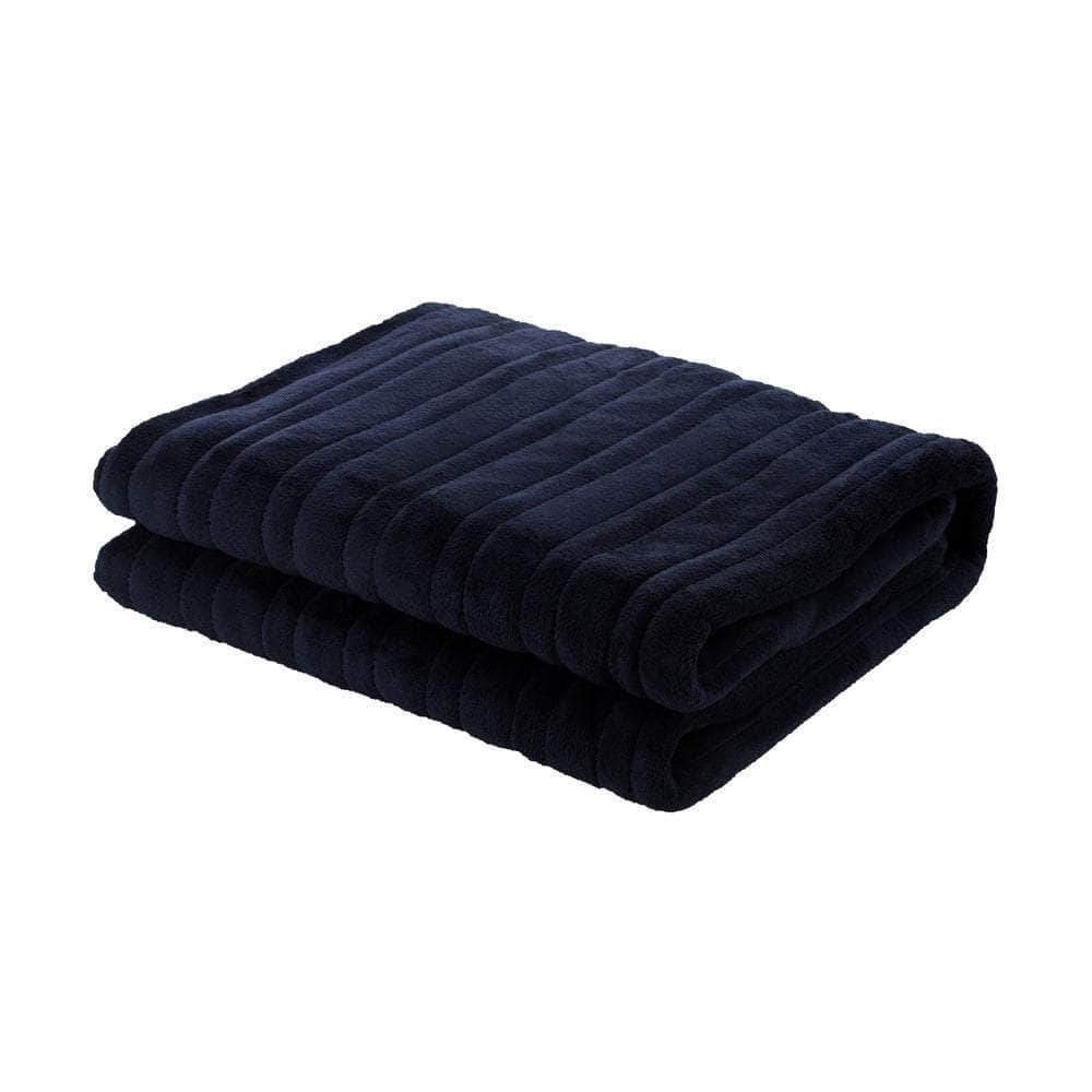 Washable Electric Heated Throw Rug Flannel Fleece Sherpa Black