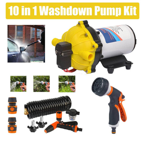 Washdown Pump Kit 12V Wash Pump with Hose Nozzle For Caravan RV Marine Boat