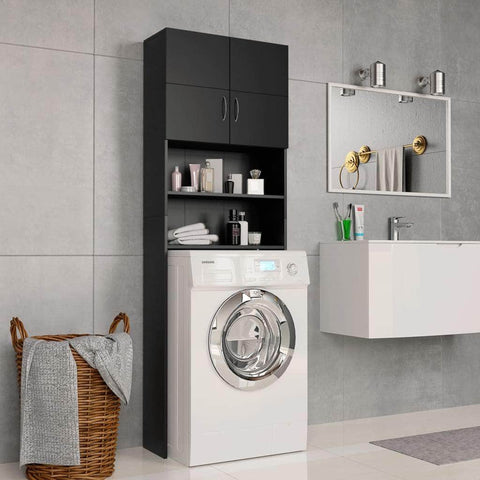 Washing Machine Cabinet Black Chipboard