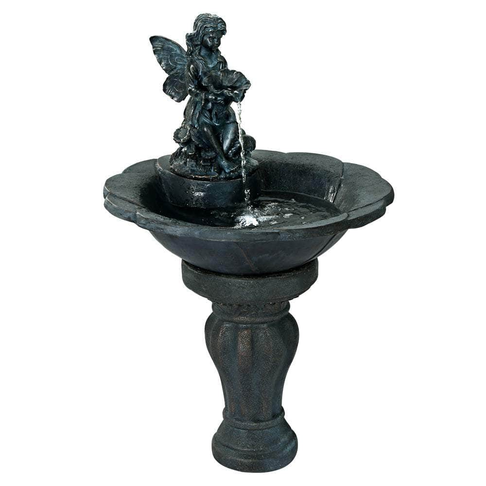 Water Fountain Features Solar with LED Lights Outdoor Cascading Angel