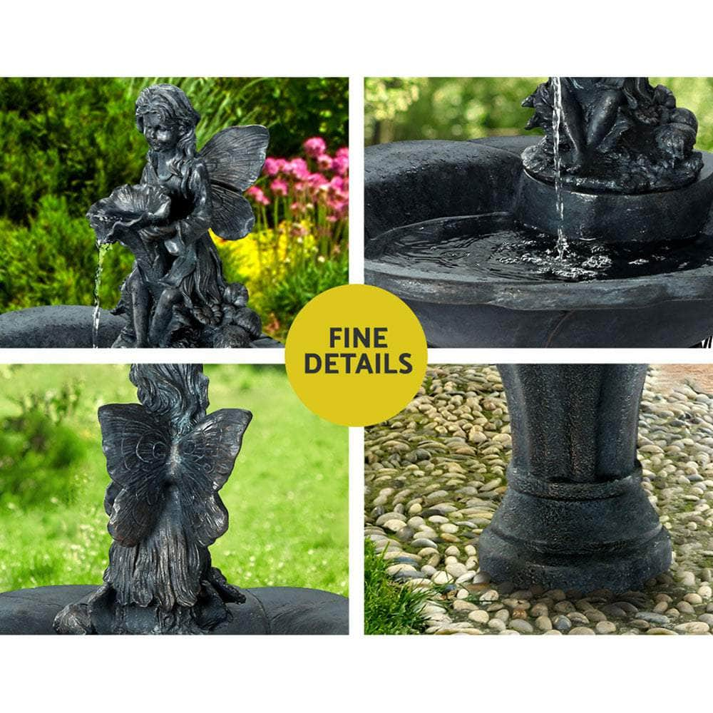 Water Fountain Features Solar with LED Lights Outdoor Cascading Angel