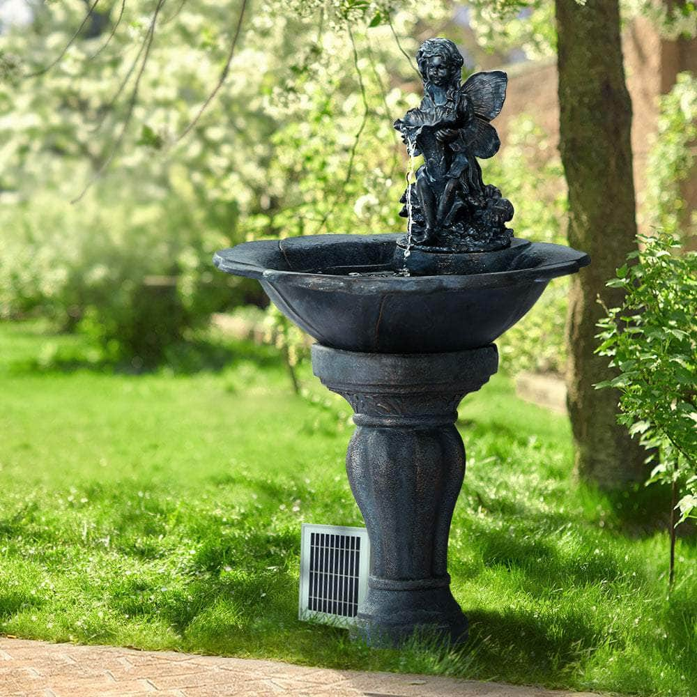 Water Fountain Features Solar with LED Lights Outdoor Cascading Angel