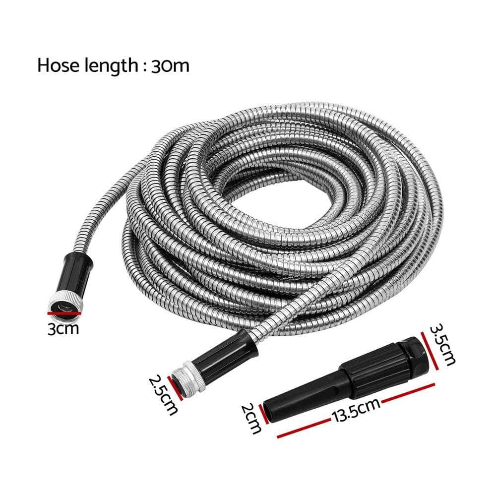 Water Hose Stainless Steel 30M with Spray Nozzle