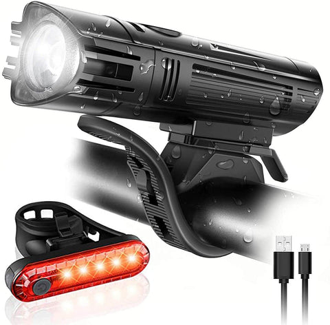 Waterproof Rechargeable LED Bike Lights Set