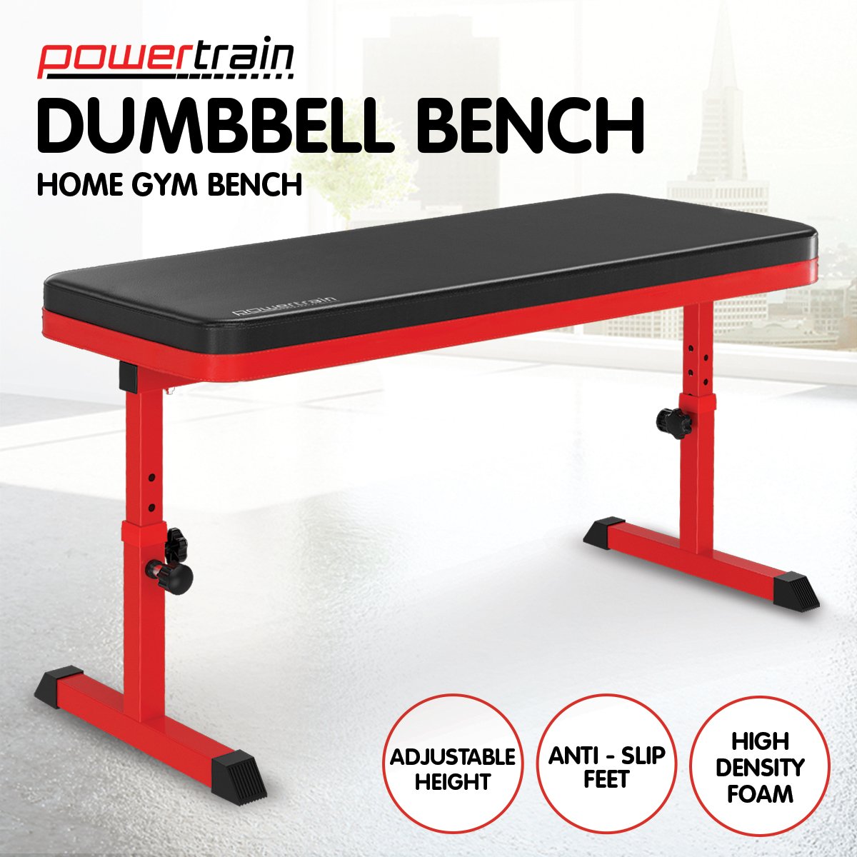 Height-Adjustable Exercise Home Gym Flat Weight Bench