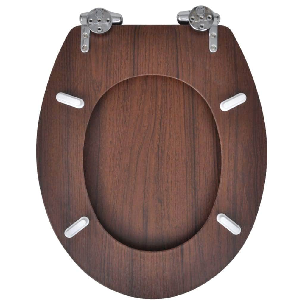 WC Toilet Seat MDF Soft Close Lid Simple Design Wood