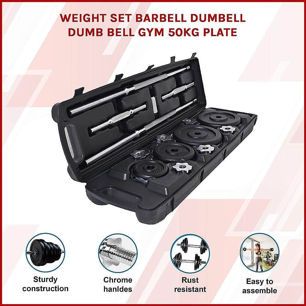 Weight Set Barbell Dumbell Dumb Bell Gym 50Kg Plate