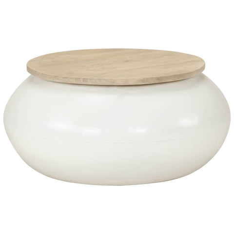 Whimsical Snowfall: White Mango Wood Coffee Table in Solid Splendor