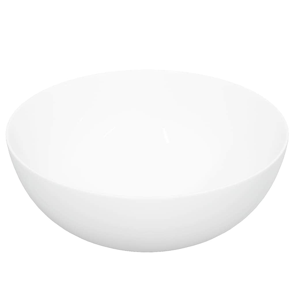 Whimsical Waves: Round White Ceramic Wash Basin