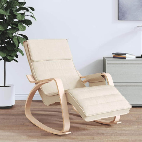 Whispering Comfort: Fabric Rocking Chair-Cream \Grey\Black