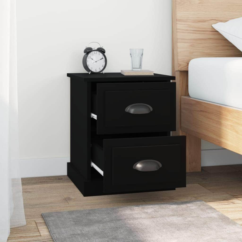 Whispering Haven: White Engineered Wood Bedside Cabinet