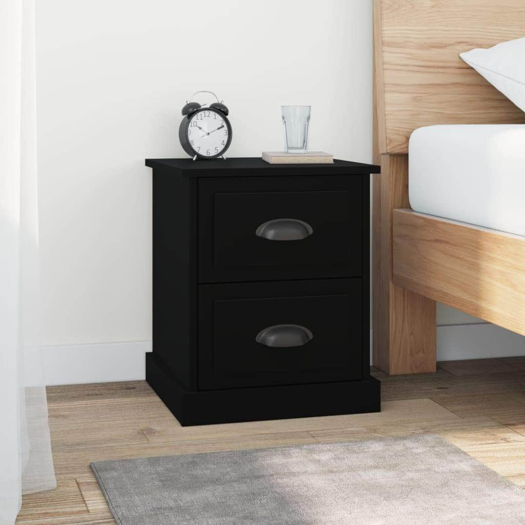 Whispering Haven: White Engineered Wood Bedside Cabinet