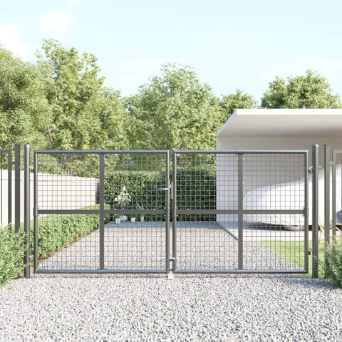 Whispering Shadows: Anthracite Mesh Garden Gate in Galvanised Steel