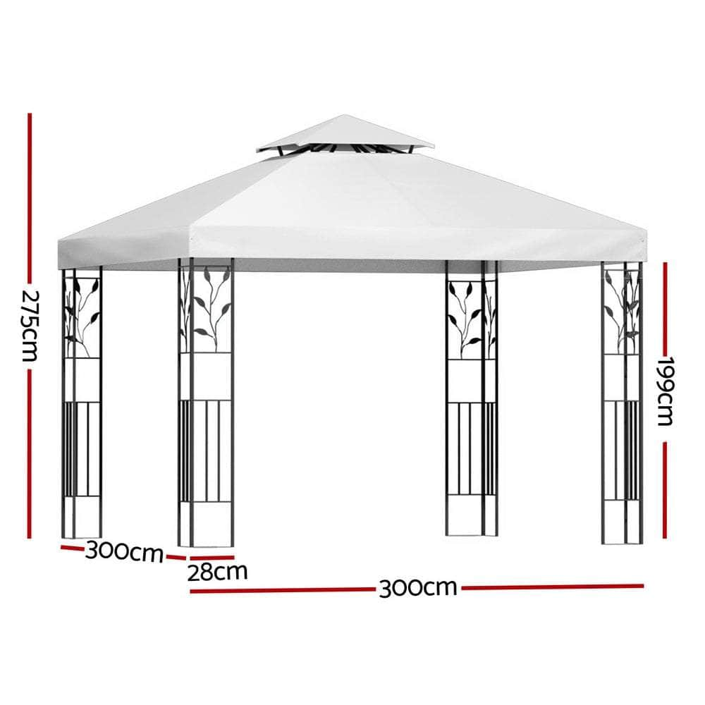 White 3x3m Gazebo Marquee Outdoor Event Tent with Iron Art