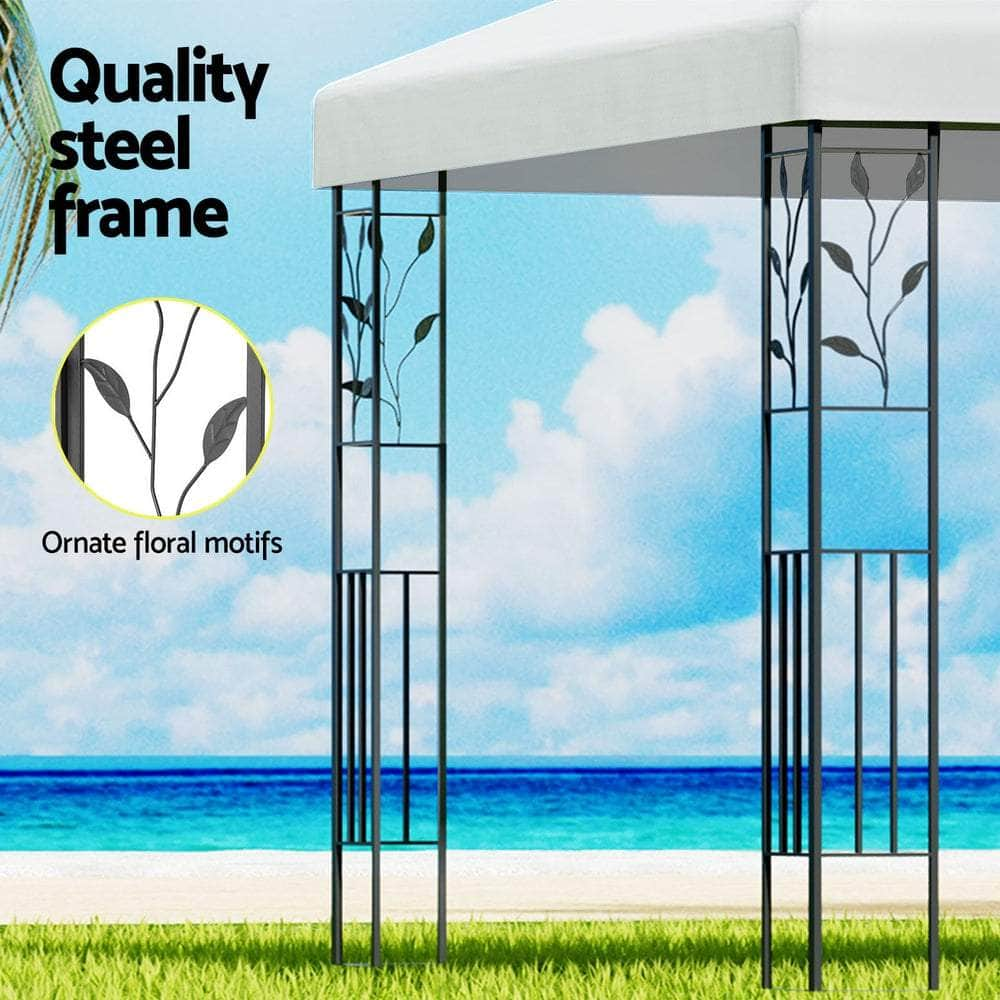 White 3x3m Gazebo Marquee Outdoor Event Tent with Iron Art