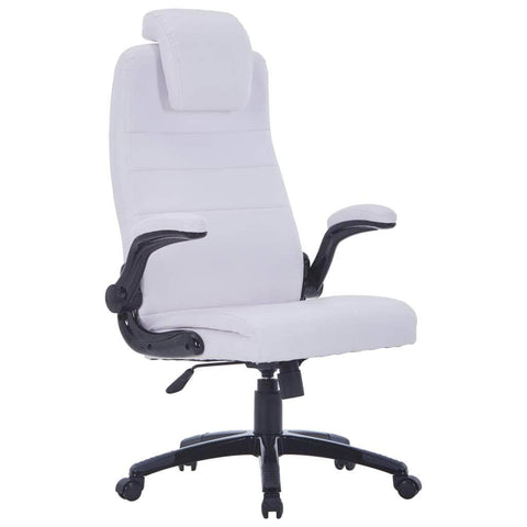 White Artificial Leather Swivel Chair Adjustable