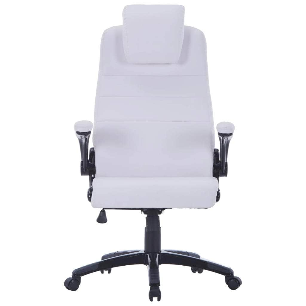 White Artificial Leather Swivel Chair Adjustable