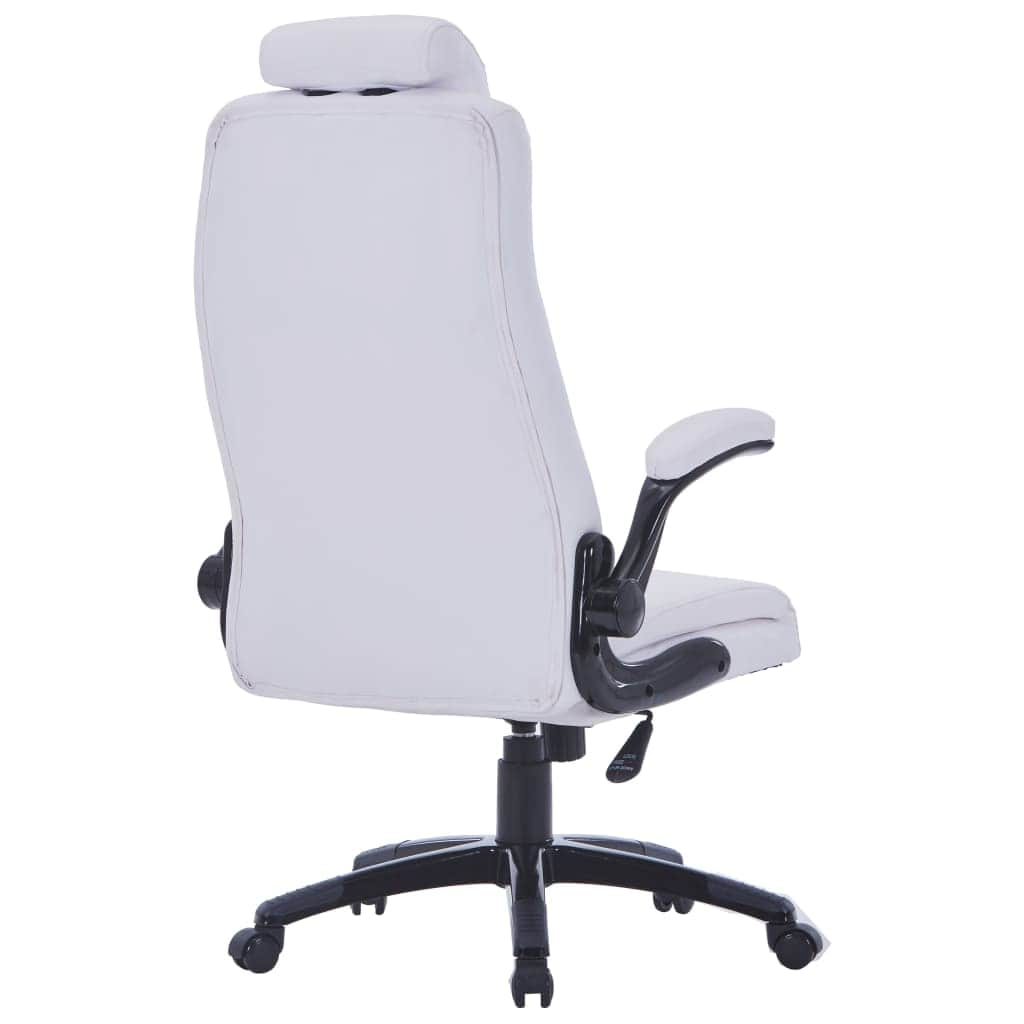 White Artificial Leather Swivel Chair Adjustable