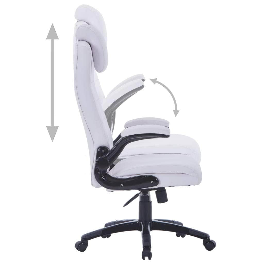 White Artificial Leather Swivel Chair Adjustable