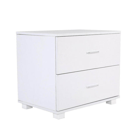 White Bedside Table with 2 Drawers and Legs