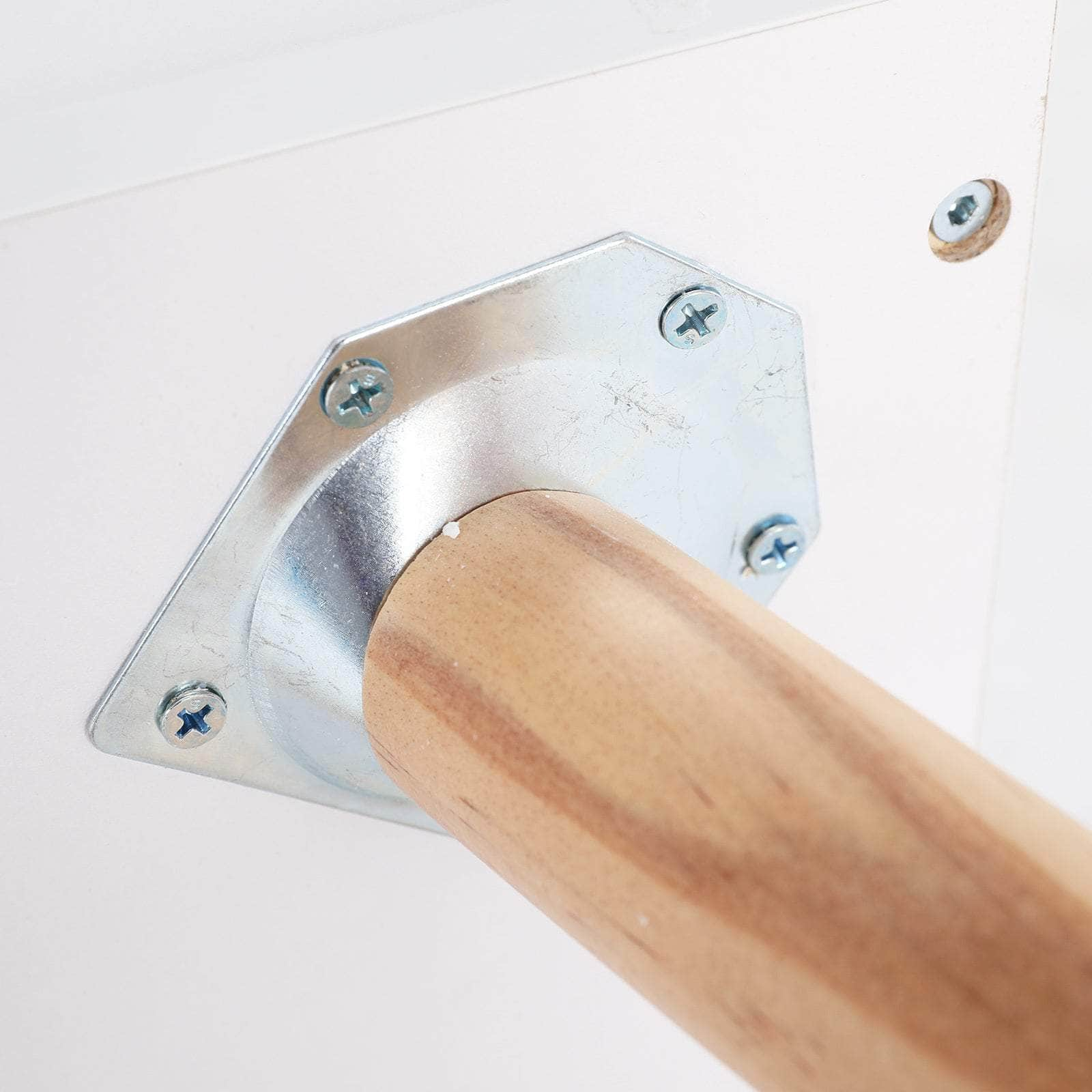 White Bedside Table with 2 Drawers and Wood Legs