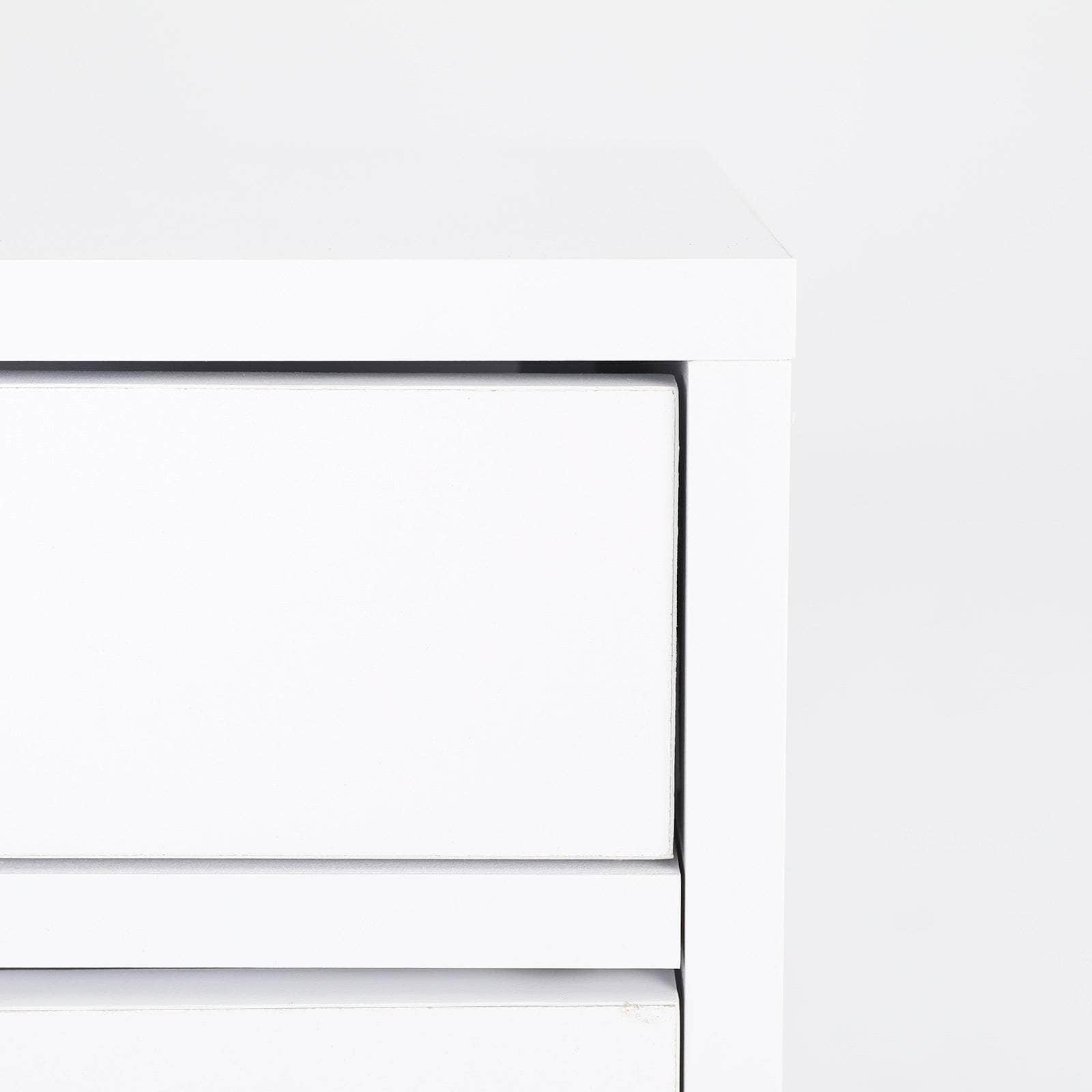 White Bedside Table with 2 Drawers and Wood Legs