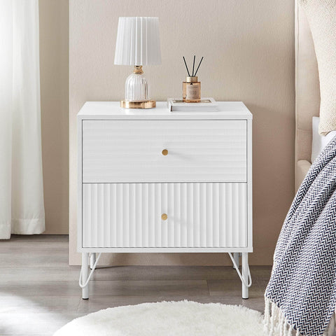 White/Black Bedside Table Drawer Nightstand