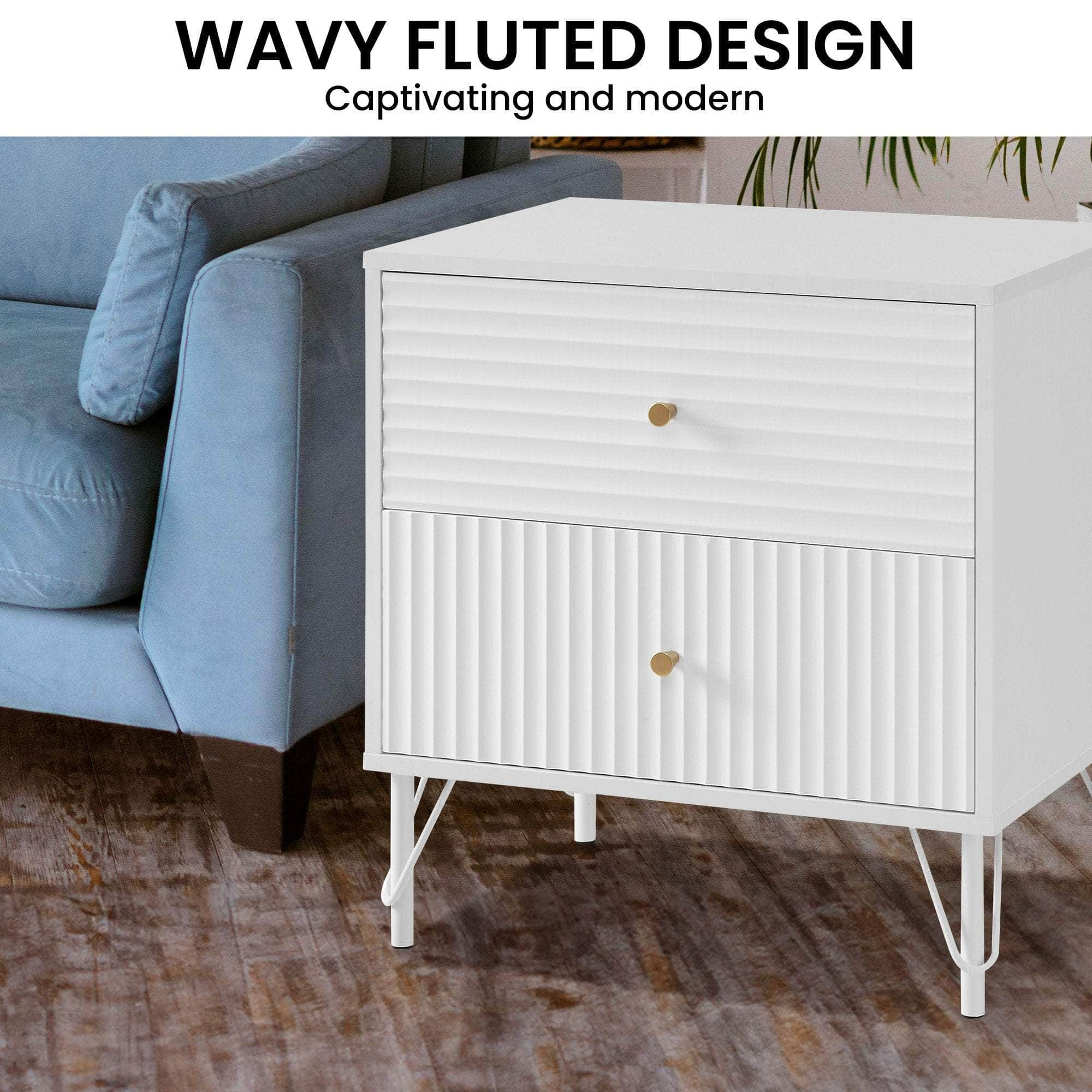 White/Black Bedside Table Drawer Nightstand