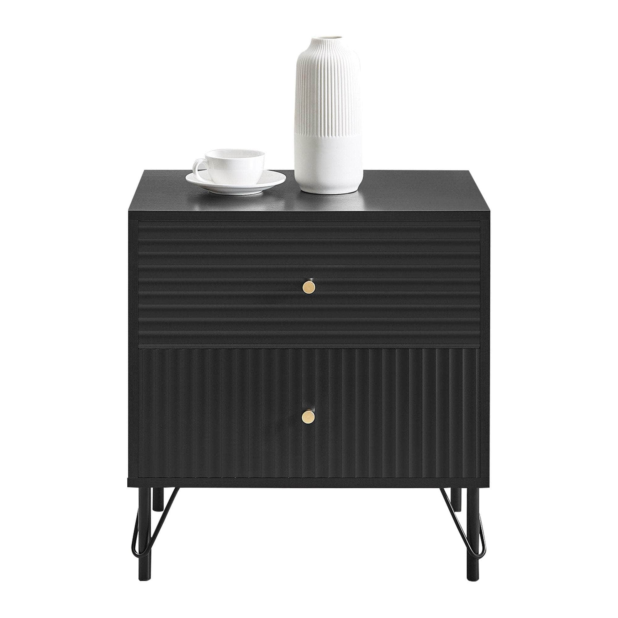 White/Black Bedside Table Drawer Nightstand